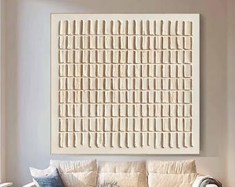 Wabi Sabi 3D Beige Canvas Art, Neutral Textured Minimalist Painting, Modern Living Room Decor