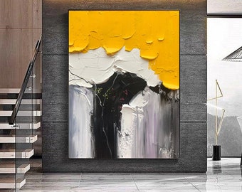 Textured Abstract Oil Painting: Modern Office Wall Art