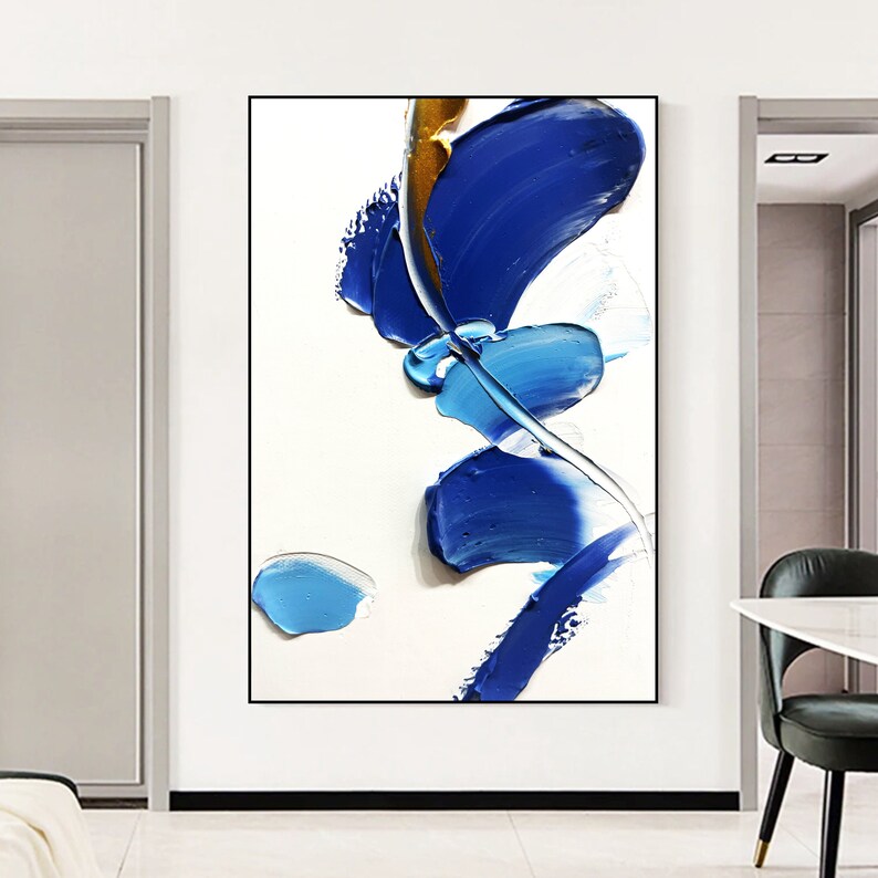 Large Blue Abstract Painting Blue Minimalist Abstract Etsy