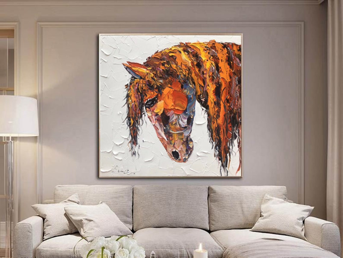Horse Painting Large Abstract Original Wall Art Animal Etsy