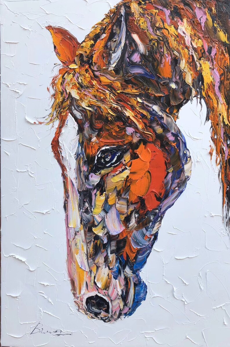 Abstract Horse Oil Painting: Modern Equestrian Canvas Art - Etsy