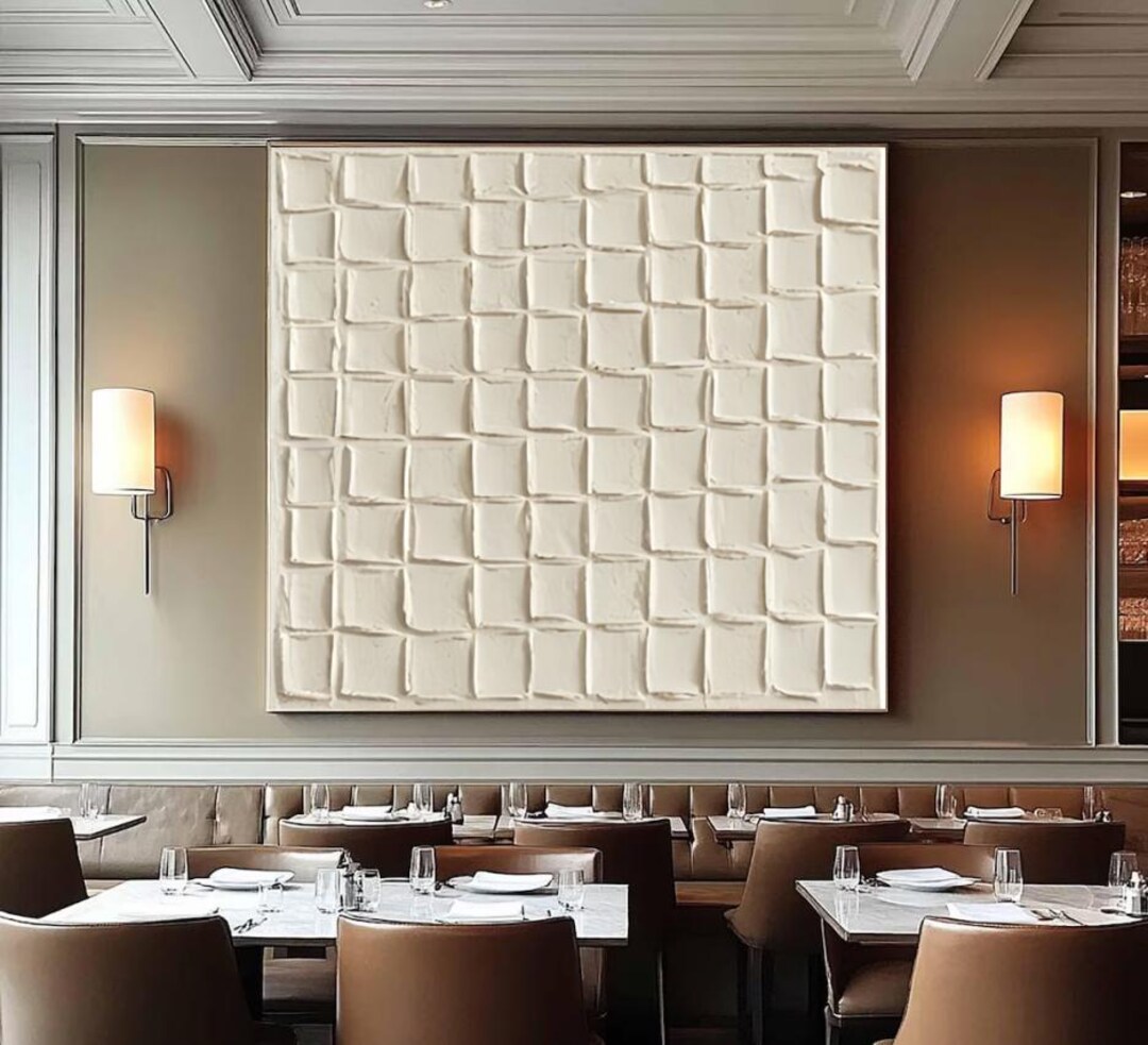 Neutral Beige Wabi Sabi Wall Art, 3D Textured Plaster Canvas ...