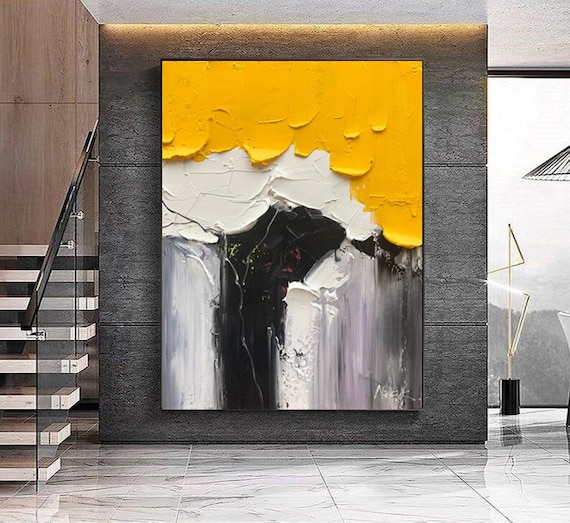Textured Abstract Oil Painting: Modern Office Wall Art