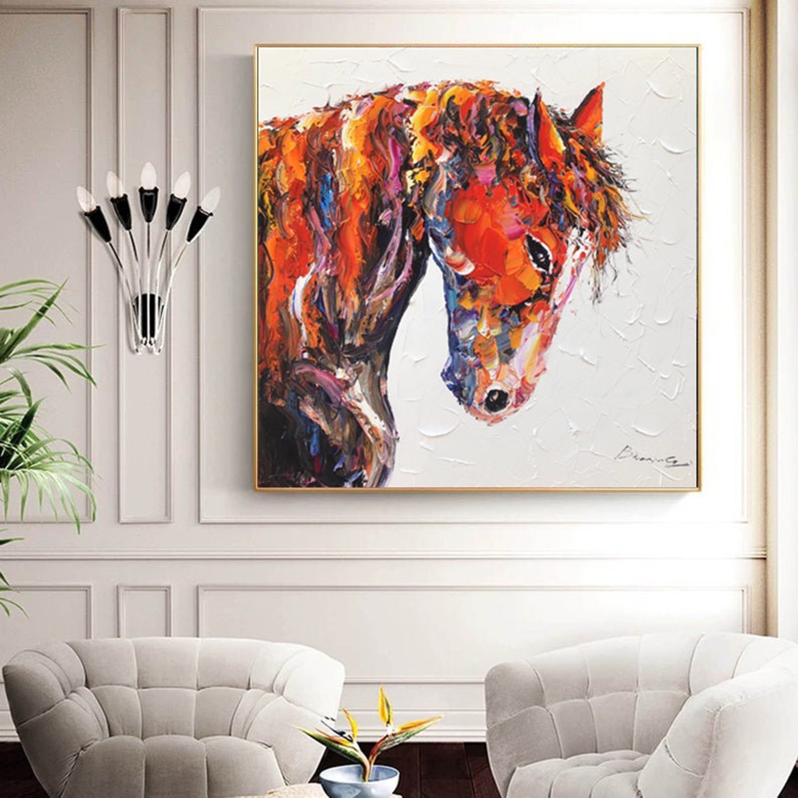 Large Horse Painting Wall Art Large Horse Oil Painting Canvas Etsy
