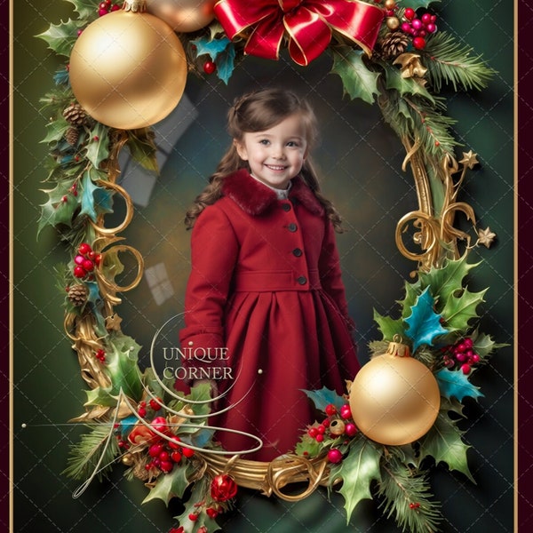Christmas and New year Frame with overlay ,  Photography digital background , digital backdrop ,  , Insert & Overlay
