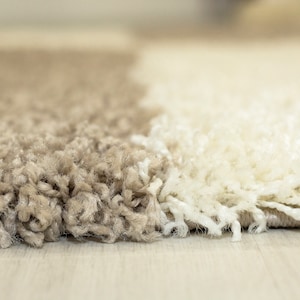 Designer haute fleuri tapis Shaggy placage lignes motif beige crème image 4