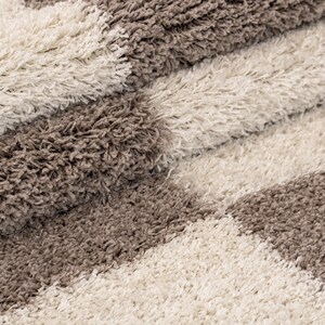 Designer haute fleuri tapis Shaggy placage lignes motif beige crème image 7