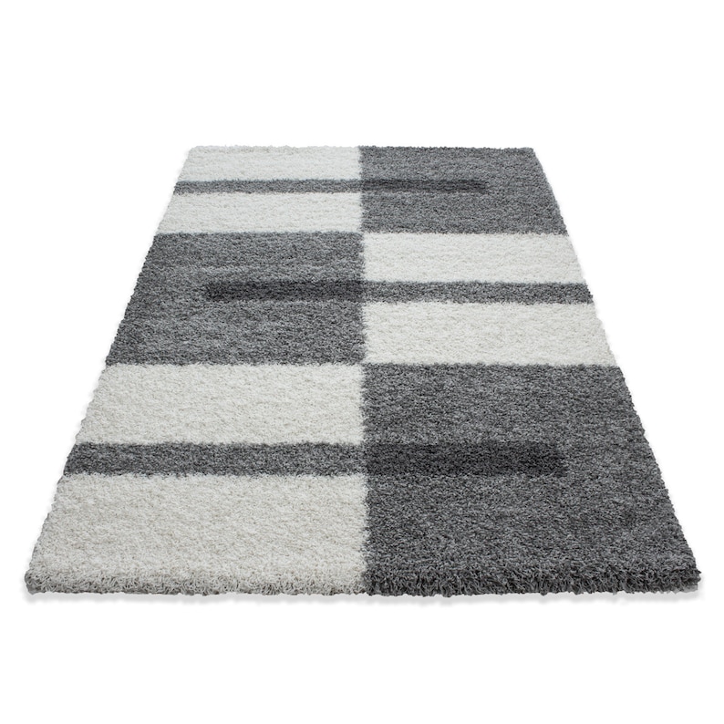 De pelo largo área peluda Alfombra peluda gris claro Gris Blanco imagen 2