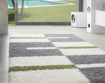 Alfombra de pelo largo lanudo lanudo turquesa gris blanco muchos colores erhältlich