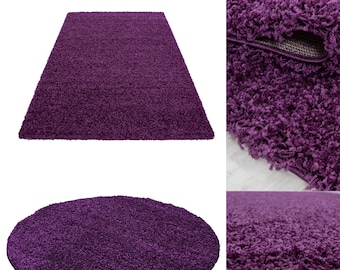 alfombras baratas de pelo largo blanco y negro lanudo Uni Convenientemente Violeta púrpura 5 cm Florhöhe