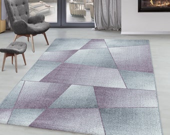 Bajo alfombra de pelo gris púrpura geométrica abstracta del salón suave alfombra