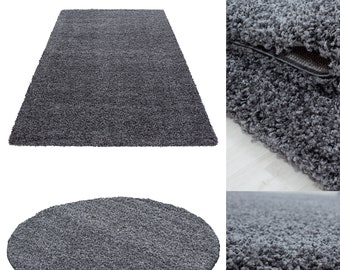 alfombras baratas de pelo largo blanco y negro lanudo Uni Convenientemente Gris 5 cm Florhöhe