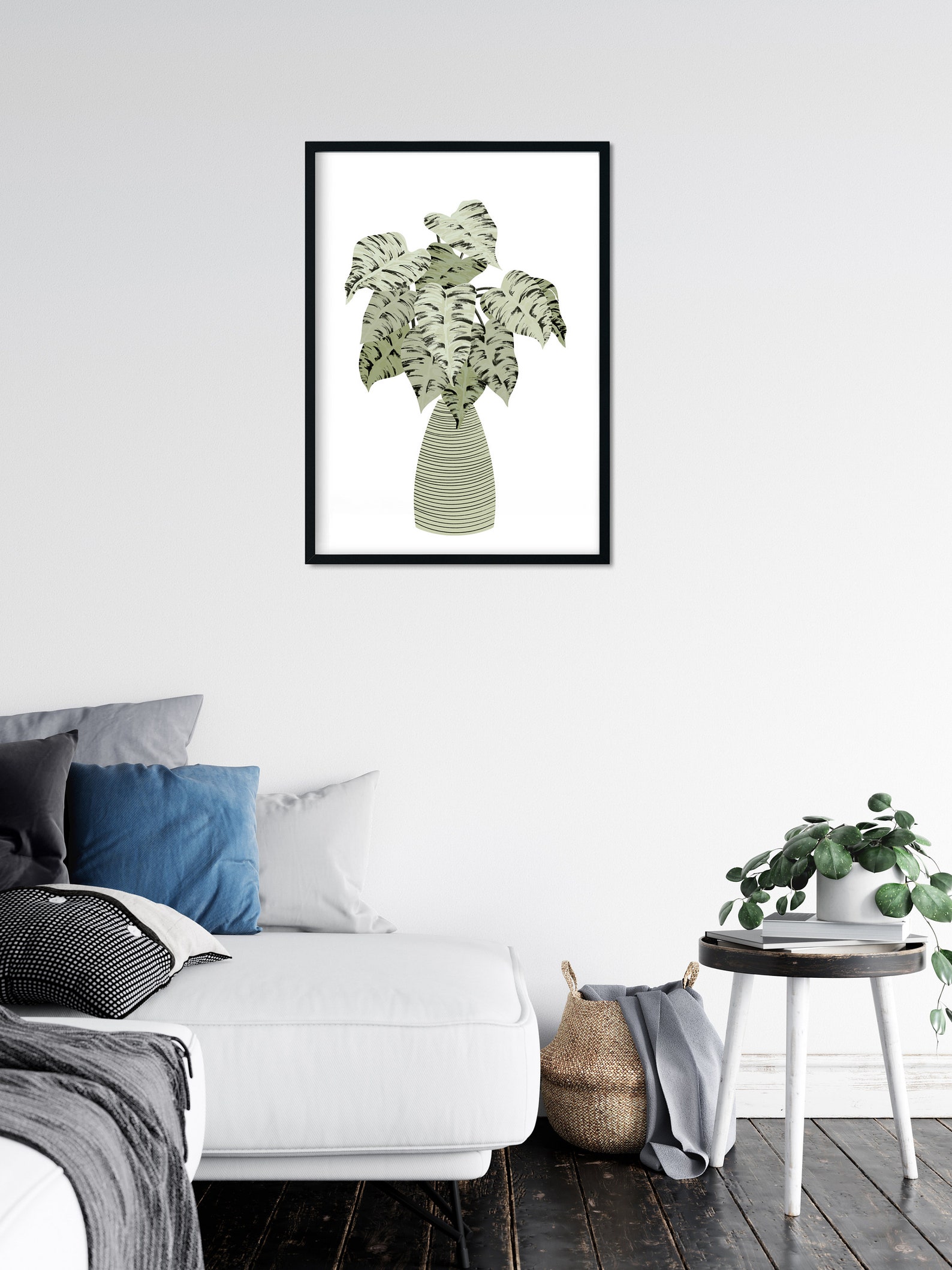 Houseplant Wall Art Boho Modern Print Sage Green Botanical Etsy