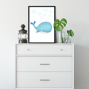 Baby Whale Printable Nautical Nursery Art Cute Whale - Etsy