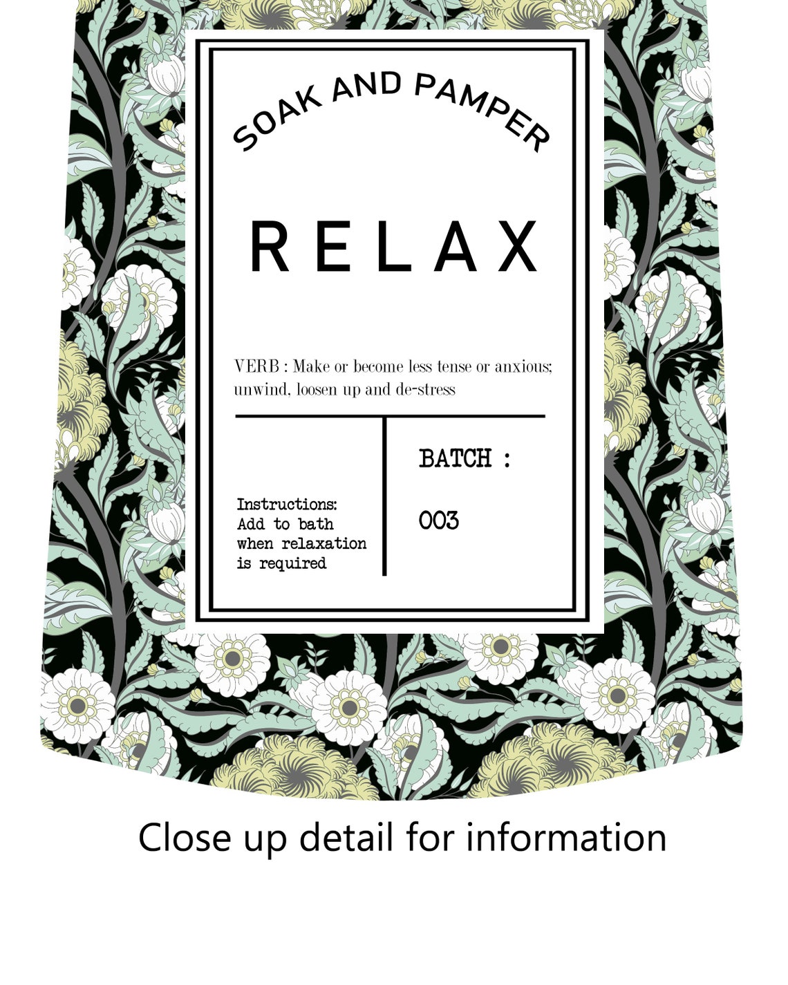 Relax Bathroom Art Digital Printable, Arts and Crafts Style Botanical
