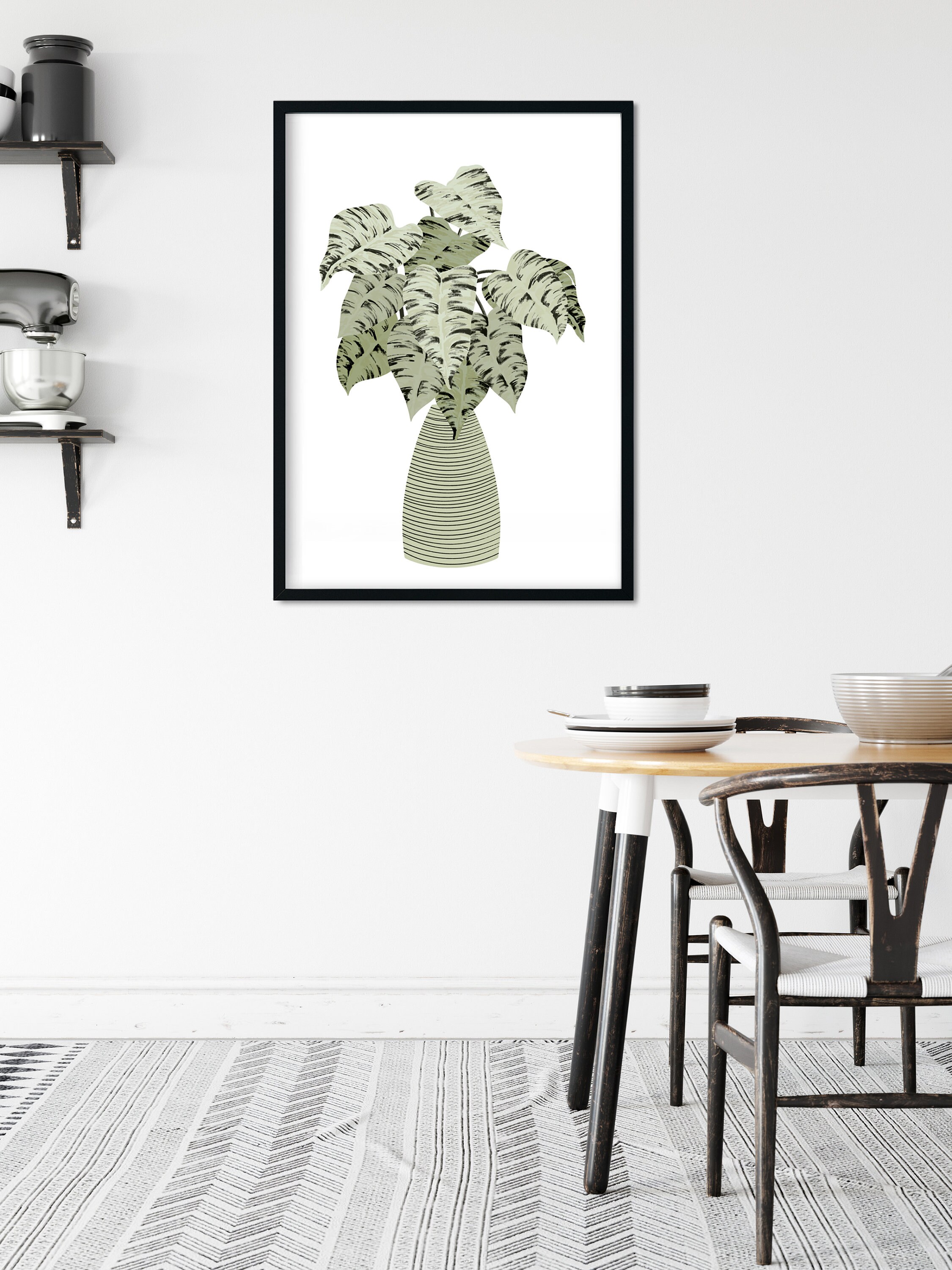 Houseplant Wall Art Boho Modern Print Sage Green Botanical Etsy