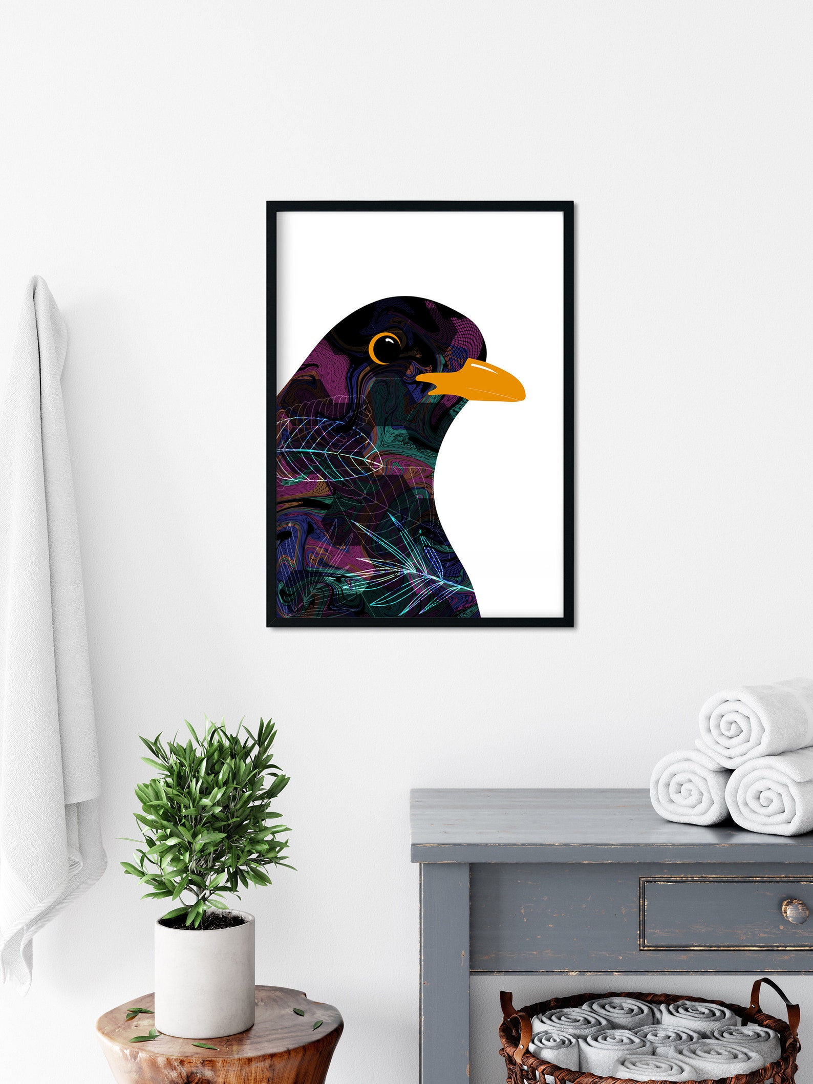 Blackbird Art Print Bird Wall Decor Abstract Pattern Wall - Etsy