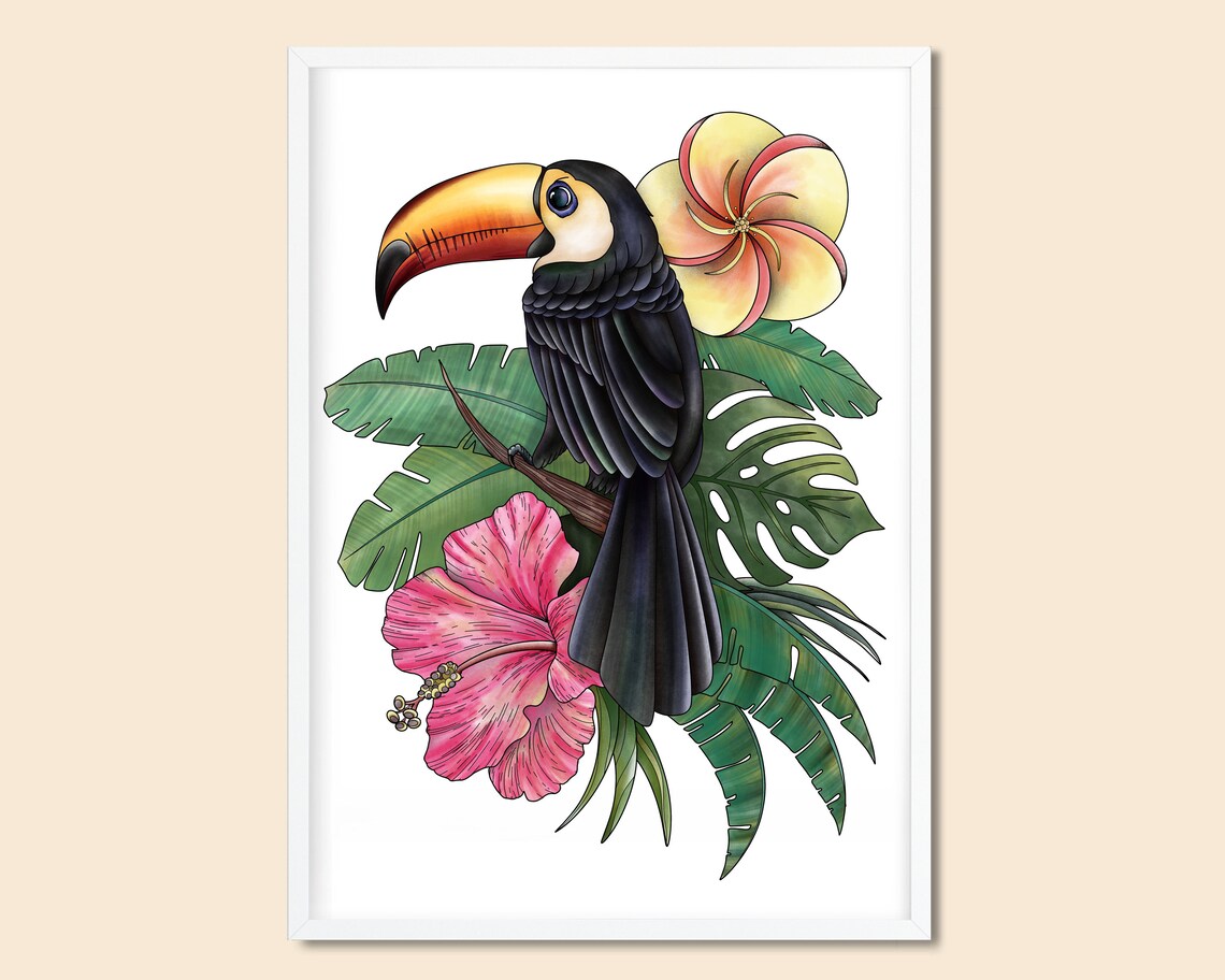 Toucan Art Print Tropical Bird Printable Jungle Theme Etsy Toucan Art Print Tropical Bird Printable Jungle Theme Etsy