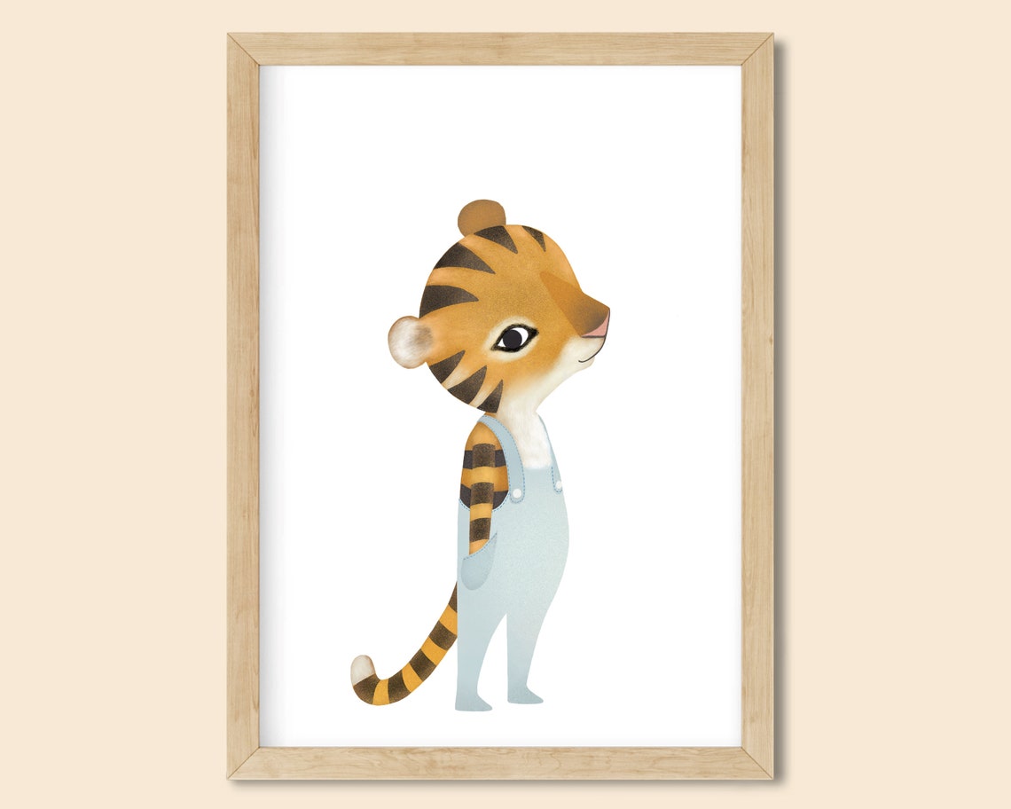 Tiger Cub Nursery Printable Blue Safari Nursery Decor Baby Etsy