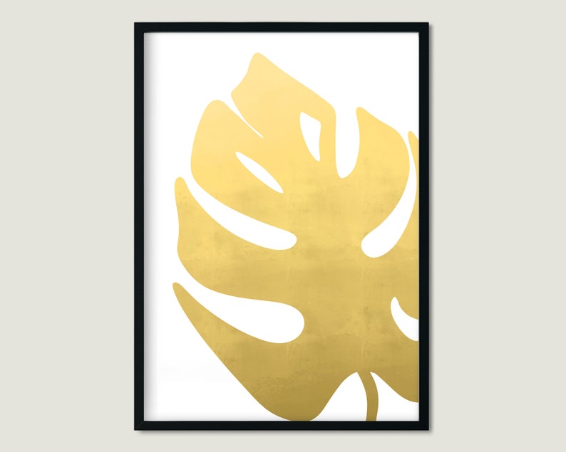 Monstera Art Print Yellow Wall Decor Abstract Yellow Wall Etsy