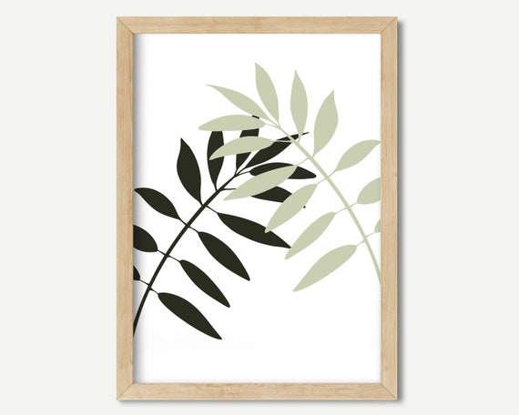 Sage Botanical Art Print Minimalist Plant Art Leaf Wall | Etsy