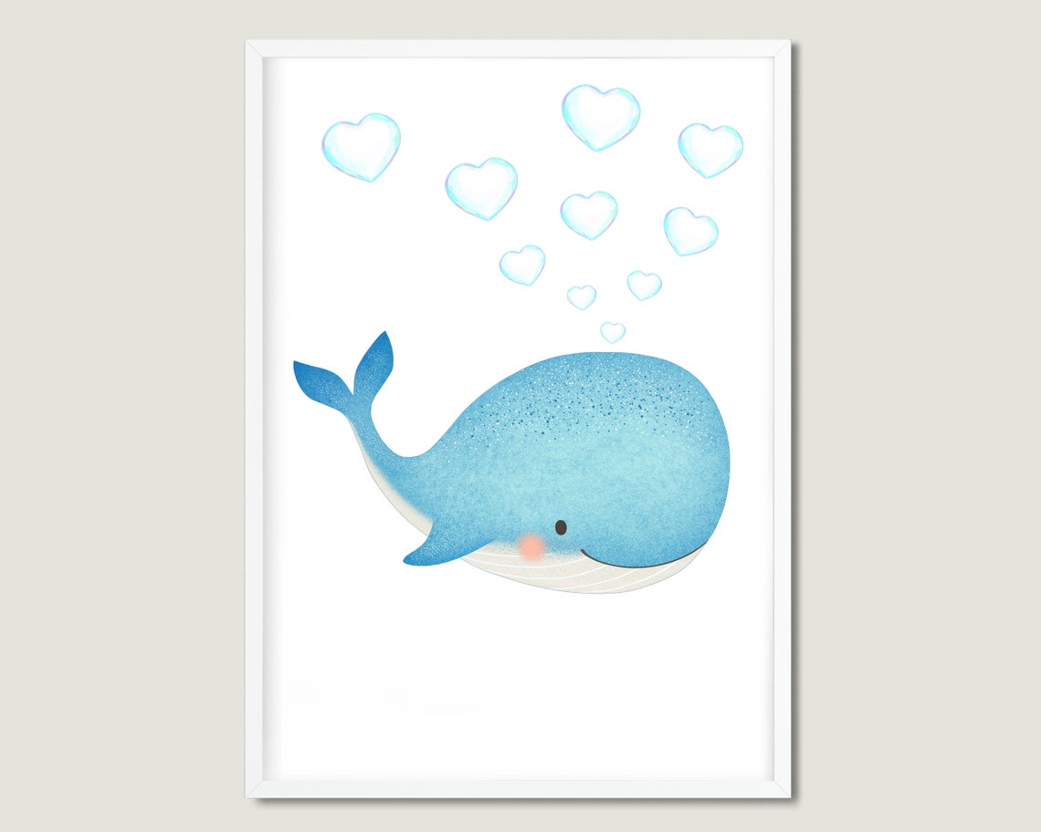 Baby Whale Printable Nautical Nursery Art Cute Whale - Etsy