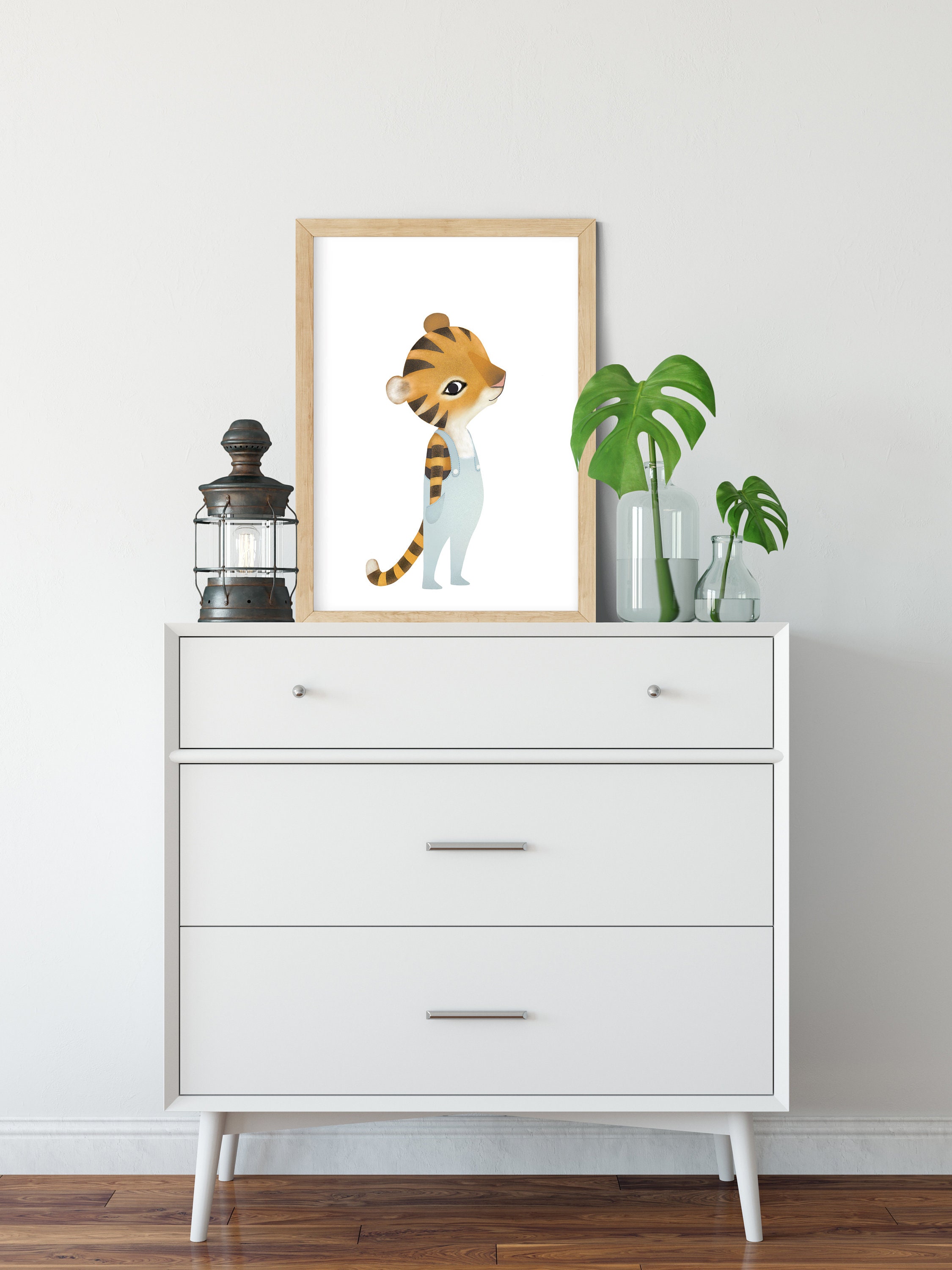 Tiger Cub Nursery Printable Blue Safari Nursery Decor Baby Etsy