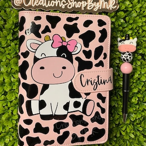 Cow Budget Binder & Cow Beaded Pen /  A6 Cash Envelope Binder / Money Wallet