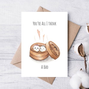 You're All I Think A-Bao | Handmade Valentine's Day Card | Greeting Card | Anniversary Card | Wedding Card | Love Card | Cute Punny Food Bun