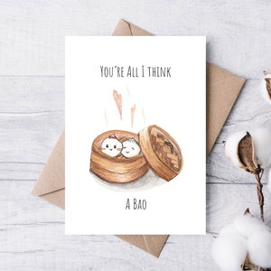 You're All I Think A-Bao | Handmade Valentine's Day Card | Greeting Card | Anniversary Card | Wedding Card | Love Card | Cute Punny Food Bun