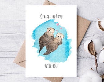 Otterly in Love with You | Handmade Valentine's Day Card | Greeting Card | Anniversary Card | Wedding Card | Love Card | Cute Punny Card