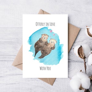 Otterly in Love with You | Handmade Valentine's Day Card | Greeting Card | Anniversary Card | Wedding Card | Love Card | Cute Punny Card