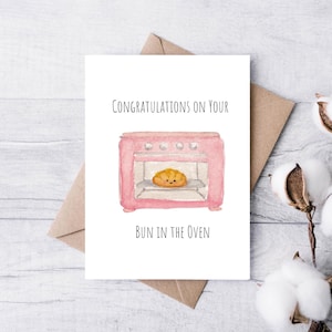 Congratulations on Your Bun in the Oven | Handmade Baby Shower Card | Greeting Card | Watercolour Card | Punny Cute Congratulations Card