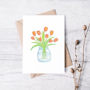 Tulip Floral Bouquet Watercolour Card | Handmade Birthday / Valentine's Day / Anniversary / Wedding / Mother's Day Card | Greeting Card