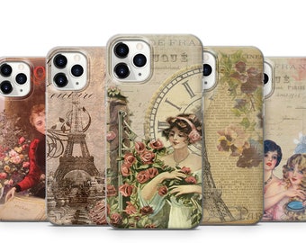 Vintage Paris Phone Cover for iPhone 11 SE, 7, 8+, XS, XR, Huawei P20, P30 ,P40 Pro, Samsung S10 Lite, S20, A40, A75, (M21)