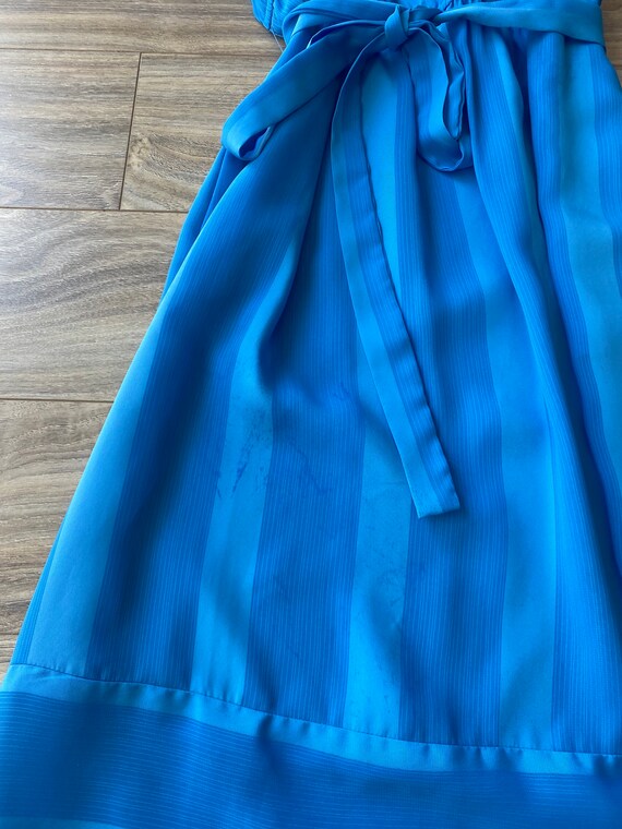 70s Blue Striped Sheer Day Dress - image 4