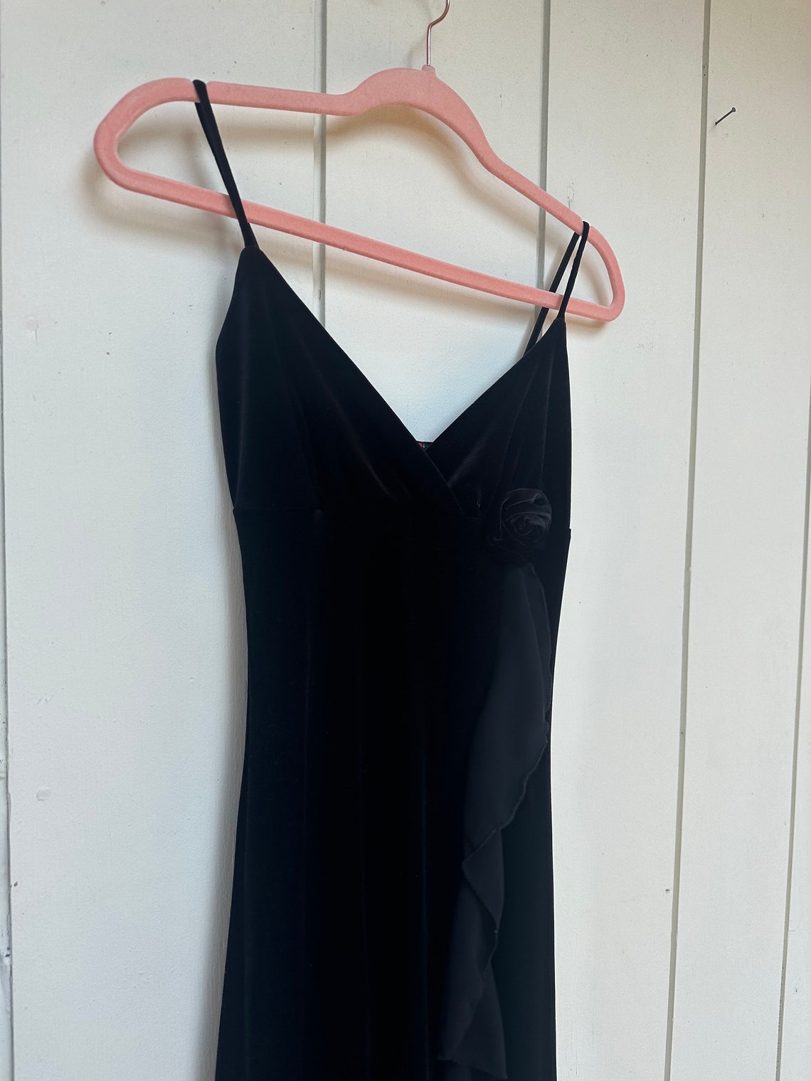 women's retro velvet black dress