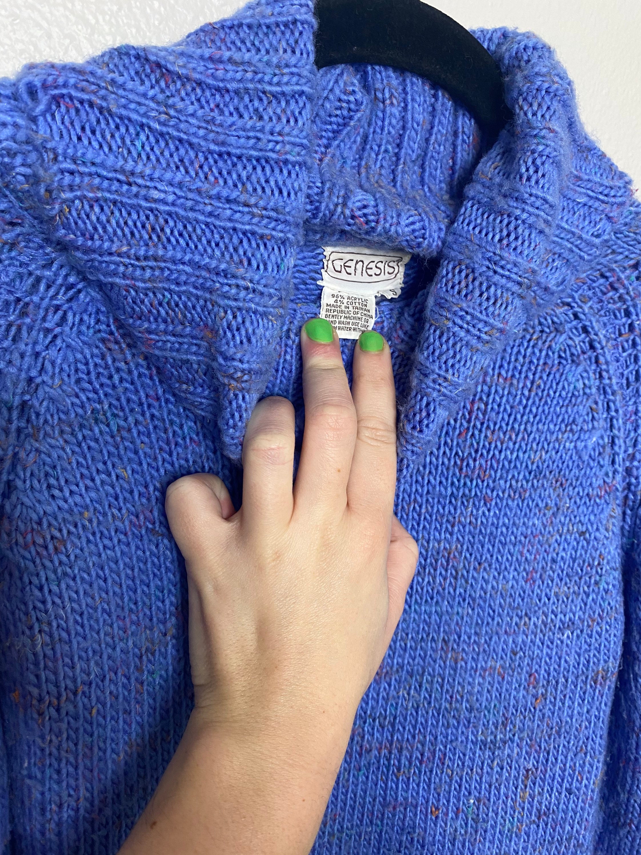 70s/80s Cerulean Blue Acrylic Turtleneck Sweater - Etsy