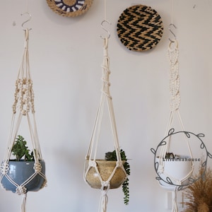 Medium Vintage Macrame Plant Hanger, bohemian indoor plant display, holder with beads macrame pot holder, plant holder, plant accessories