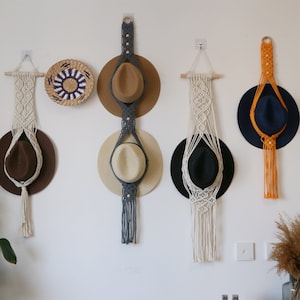 Macrame hat hanger,multi color hat hanger,large hat wall hanger,cowboy hat organizer,cowboy hat rack,single double triple hat hanger