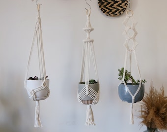 modern macrame planter, indoor plant holder, plant lover gifts, macrame plant accessories with beads, plant display, customized hanger