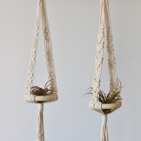 Macrame air plant holder airplants display boho style plant hanger thanks giving gifts tillandsia hanger macrame customized gifts