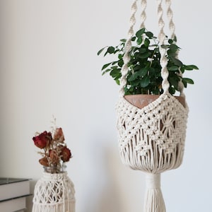 Macrame plant hanger decorative pot holder rope crochet bohemian boho vintage ceiling hanging planter indoor outdoor pot holder