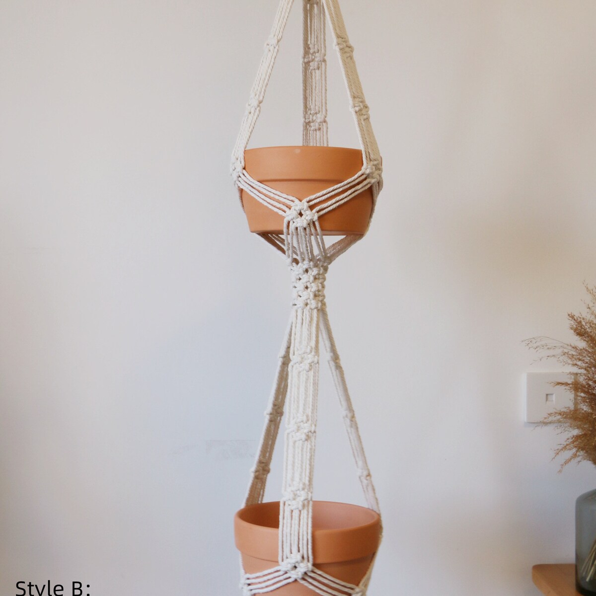 Large Double Macrame Plant Hanger, Beige, 2 Tier Pot Hanger, Large Plant Hanger, Large Pot Hanger,boho, Macrame Plant Accessories Customized Hanger - Etsy