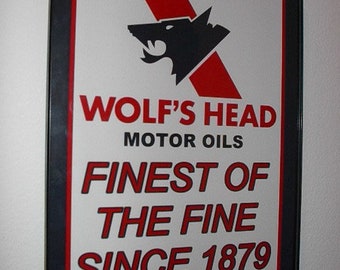 Wolfs Head Reproduction Motor Oil Metal Sign 12×18