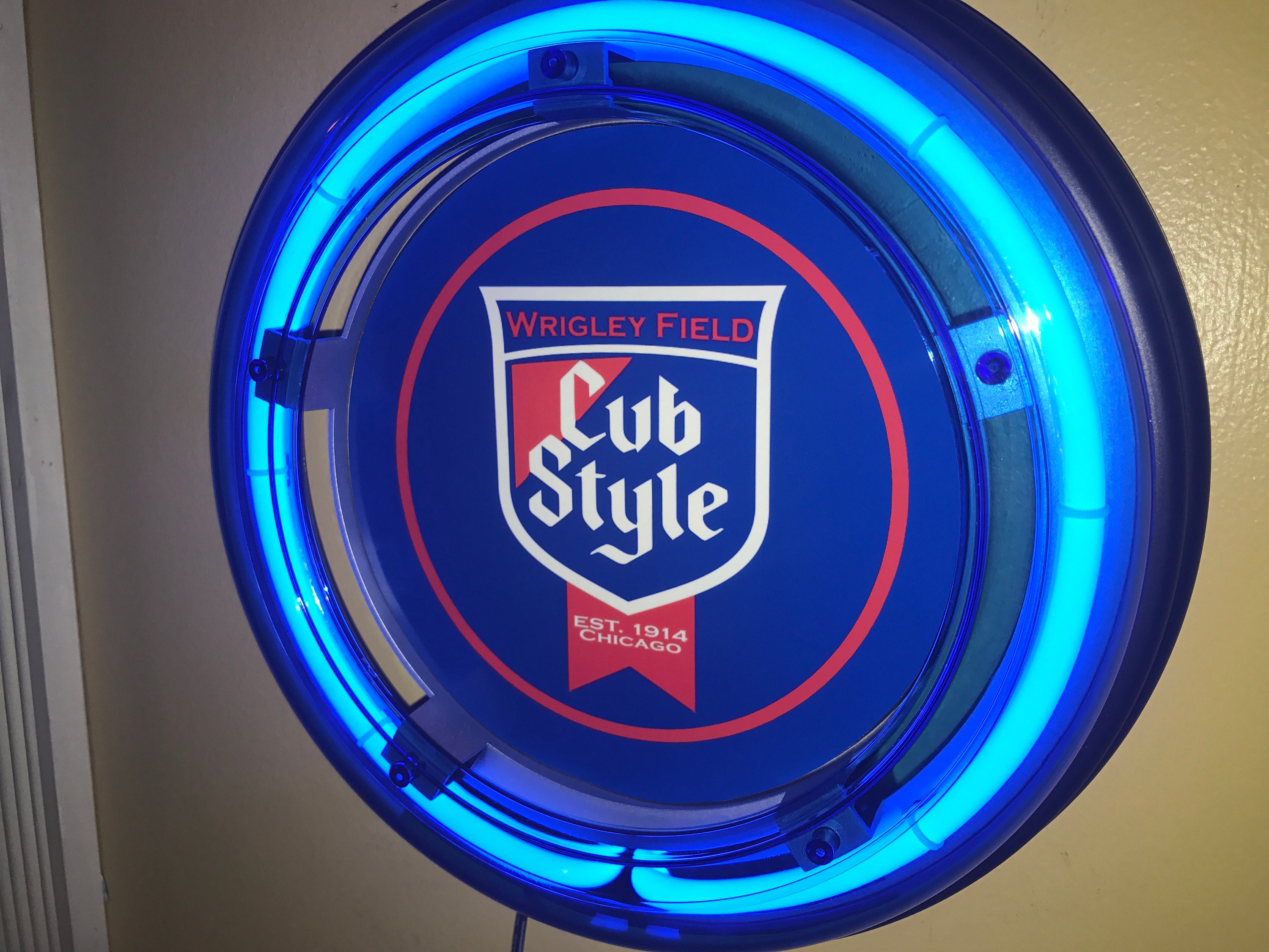 Chicago Cubs Wrigley Field Baseball Bar Man Cave Blue Neon Etsy
