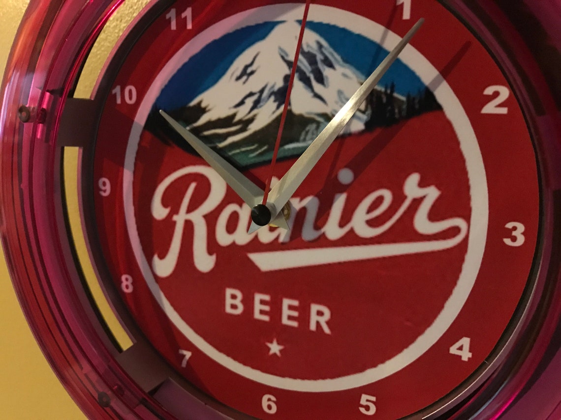 Rainier Seattle Beer Bar Man Cave Neon Clock Advertising Etsy