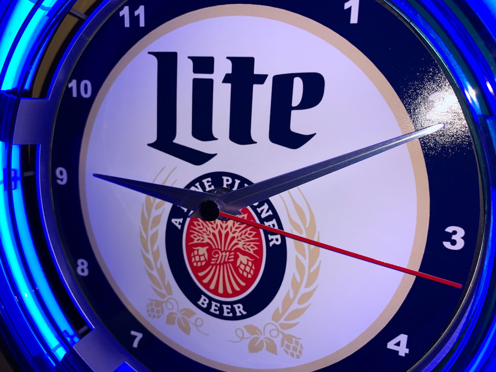 Miller Lite Beer Bar Man Cave Blue Neon Clock Advertising Etsy