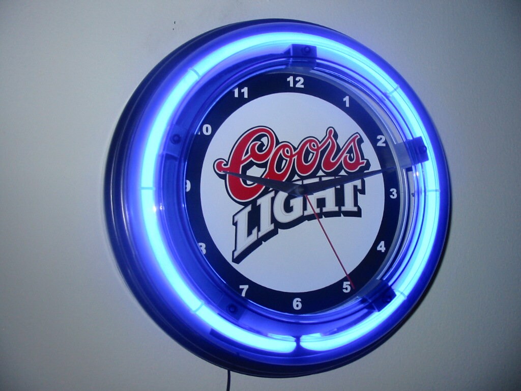 Coor's Light Beer Bar Man Cave Blue Neon Clock Advertising Etsy
