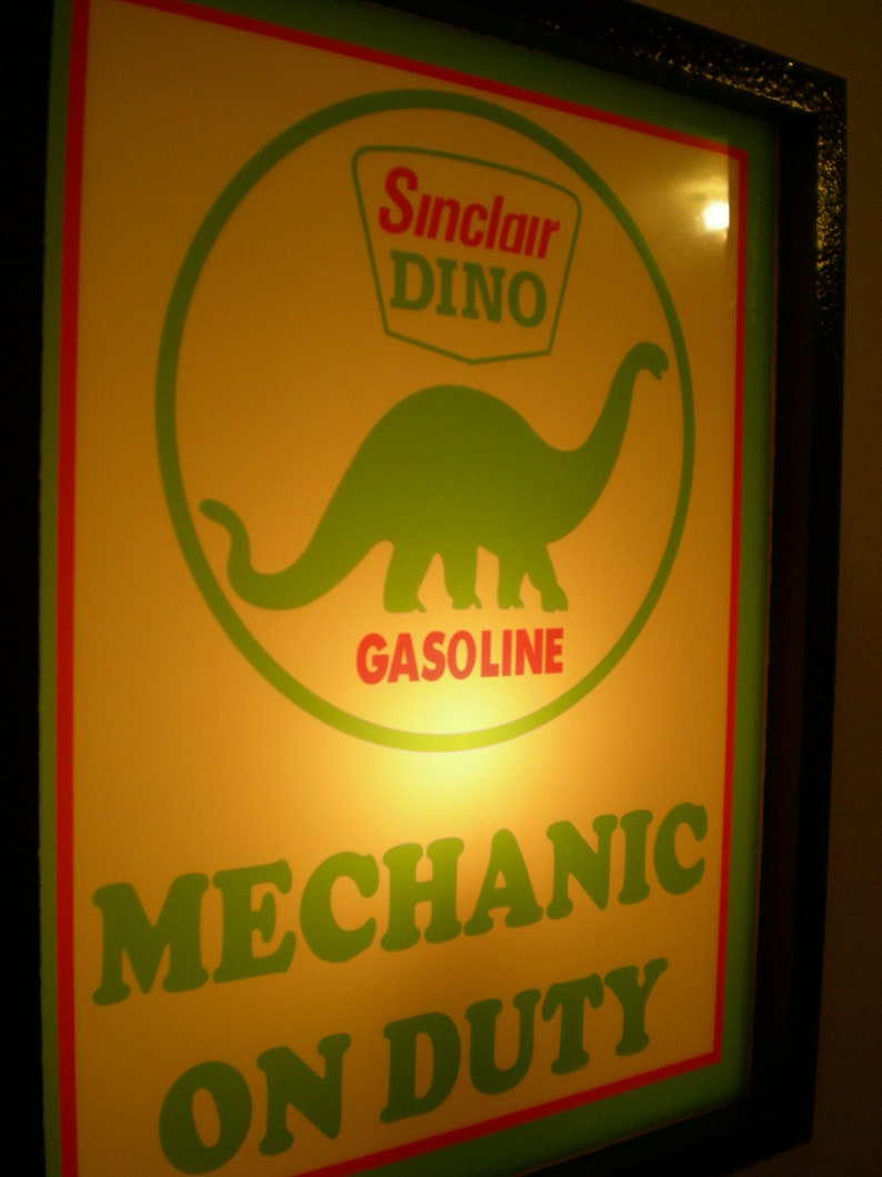 Sinclair Dino Mechanic on Duty Motor Oil Gas Service Station Etsy